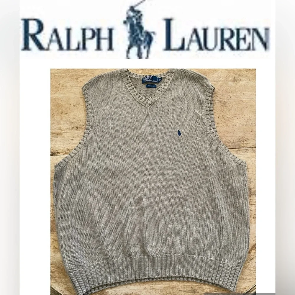 Polo‎ by Ralph Lauren Men’s XXL Tan Cotton Knit Sweater Vest